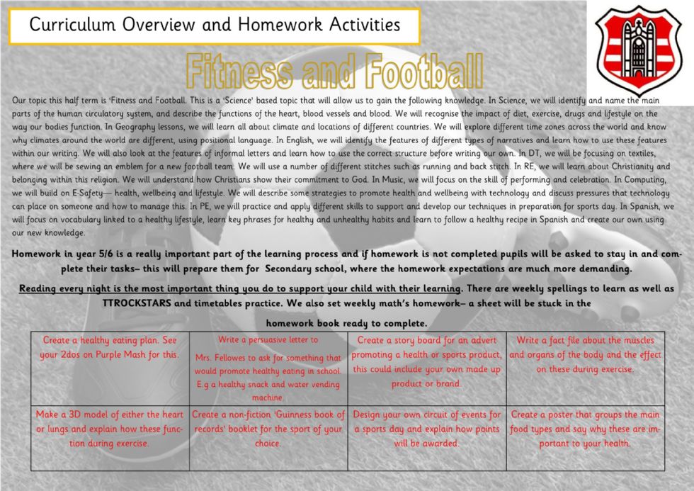 Year 5 & 6 Curriculum Overview and Homework Activities 
