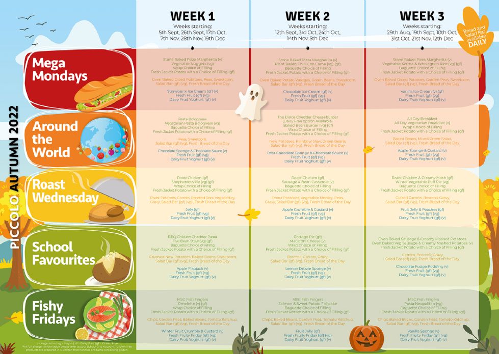 School Menu Autumn Term 2022