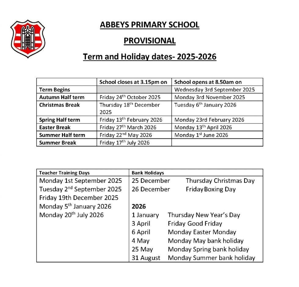 2025-2026 Term Dates